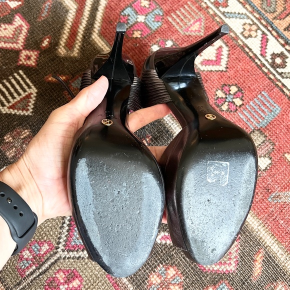 Giorgio Armani Metallic Peep Toe Heels Size EU 40 / US 9.5 - Picture 8 of 8